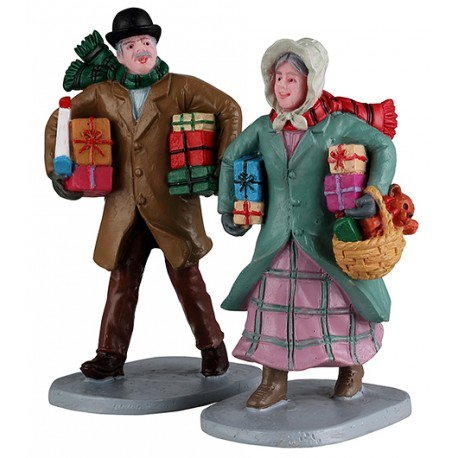 Grands-parents Shopping Noël Lemax Lot de 2