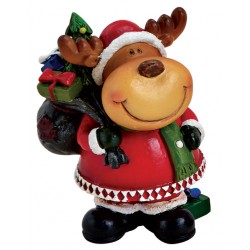 Figurine Noël Renne hotte résine 6,5 cm