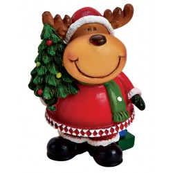 Figurine Noël Renne sapin résine 6,5 cm