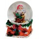 Boule à neige Père Noël hotte sapin résine 9 cm