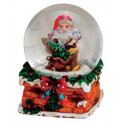 Boule à neige Père Noël hotte sapin résine 8 cm