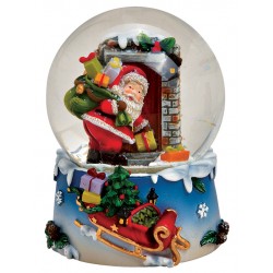 Boule à neige Père Noël hotte résine 9 cm
