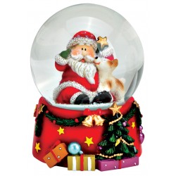 Boule à neige Père Noël Chien résine 9 cm