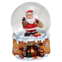 Boule à neige Père Noël lanterne résine 9 cm