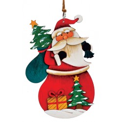 Suspension sapin en bois Père Noël hotte