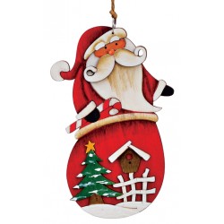Suspension sapin en bois Père Noël sucre d'orge