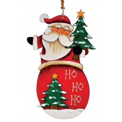 Suspension sapin en bois Père Noël Ho Ho Ho