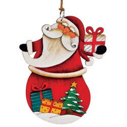 Suspension sapin en bois Père Noël cadeaux