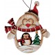 Suspension sapin en bois Noël pingouin