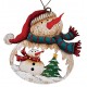Suspension sapin en bois Noël bonhomme de neige