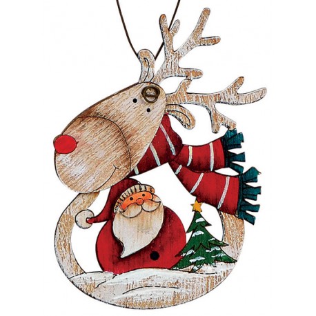 Suspension sapin en bois Noël renne