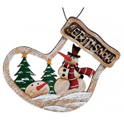 Suspension sapin en bois Chaussette Noël