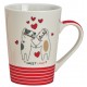 Tasse chats rouge Sweet Love porcelaine 37 cl