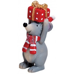 Figurine souris Noël cadeau résine 6 cm