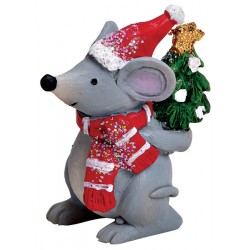 Figurine souris Noël sapin résine 5 cm