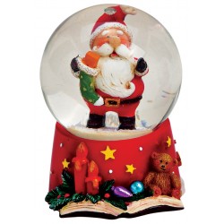 Boule à neige Père Noël chaussette résine 6 cm