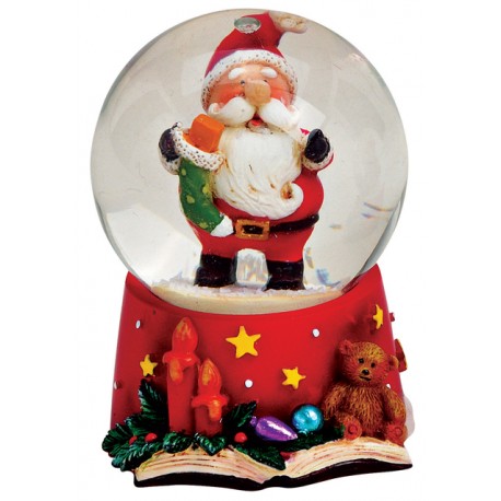 Boule à neige Père Noël chaussette résine 6 cm