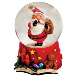Boule à neige Père Noël hotte résine 6 cm