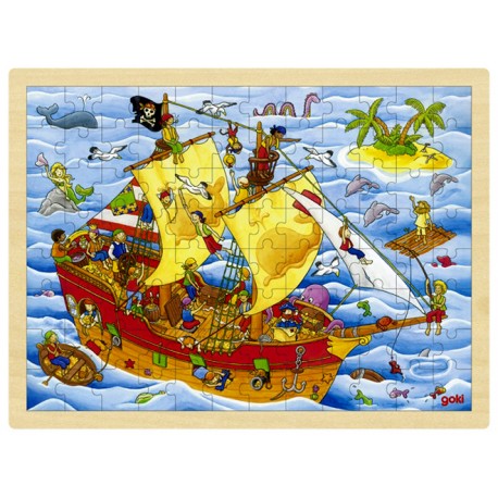 Puzzle cadre enfant en bois Dinosaures 96 pièces - La Magie des