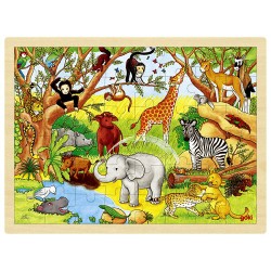 Puzzle cadre enfant en bois animaux Afrique 48 pièces