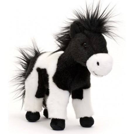 Peluche Poney noir blanc 25 cm