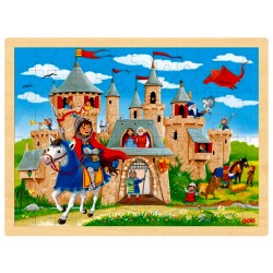 Puzzle cadre enfant en bois Chateau fort 96 pièces