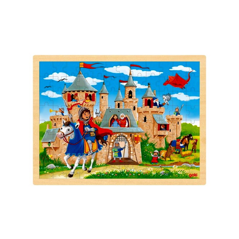 Puzzle cadre enfant en bois Chateau fort 96 pièces - La Magie des Automates