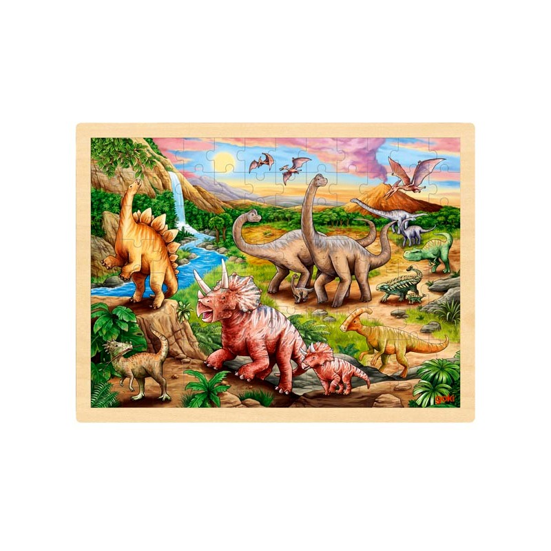 Puzzle cadre enfant en bois Dinosaures 96 pièces - La Magie des