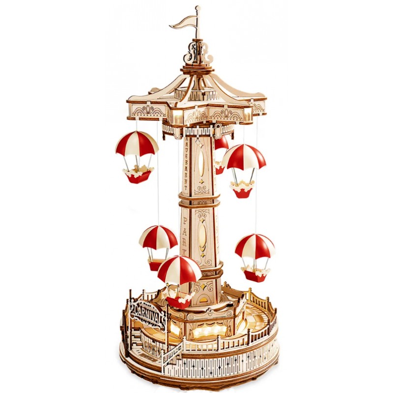 Maquette Bois Manège Carrousel 15 cm Puzzle 3D