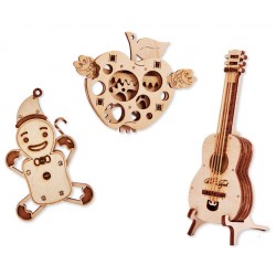 Maquettes en bois Lot de 3 (pomme, bonhomme, guitare)