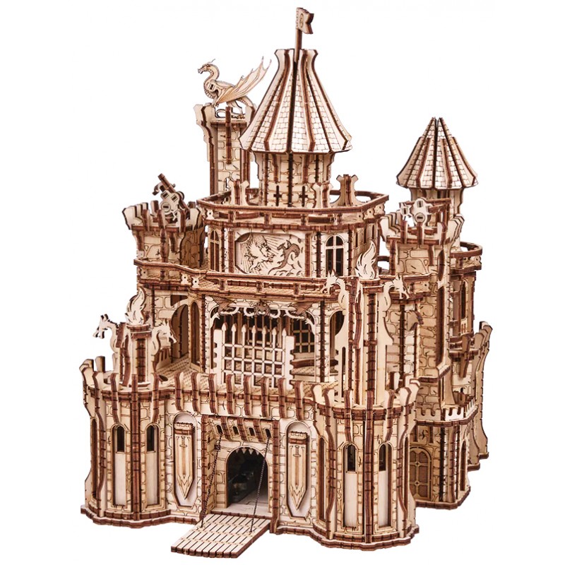 Maquette en bois Château fort animé lumineux musical - La Magie