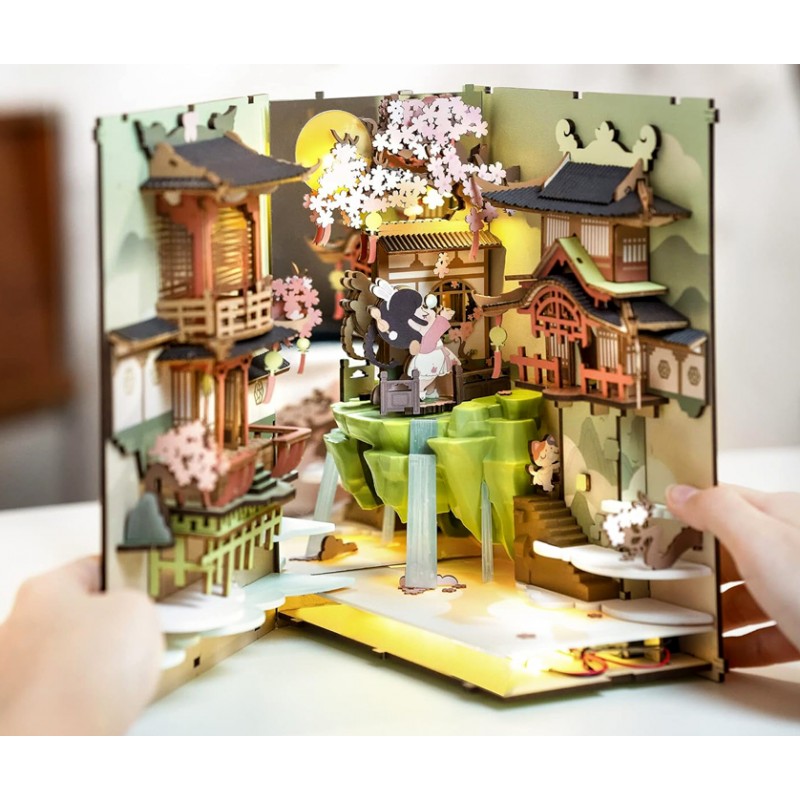 Maquette en bois lumineuse Serre-livres Japon cascade - La Magie des  Automates