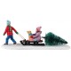 Enfants luge et sapin Lemax