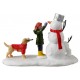 Fille chien Bonhomme de neige Lemax