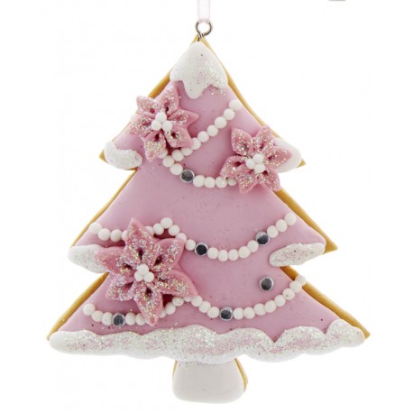 Suspension sapin Noël rose