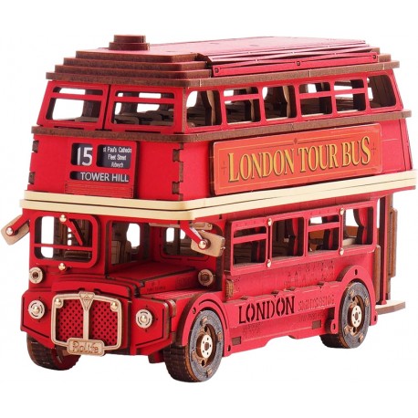Maquette en bois bus londonien