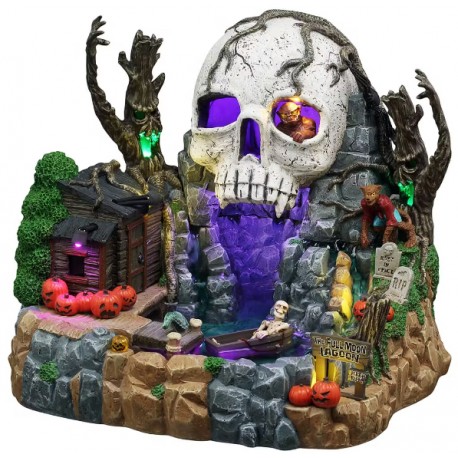 Etang du crâne animé lumineux LEMAX Spooky Town