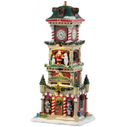 Tour de Noël lumineuse avec horloge LEMAX