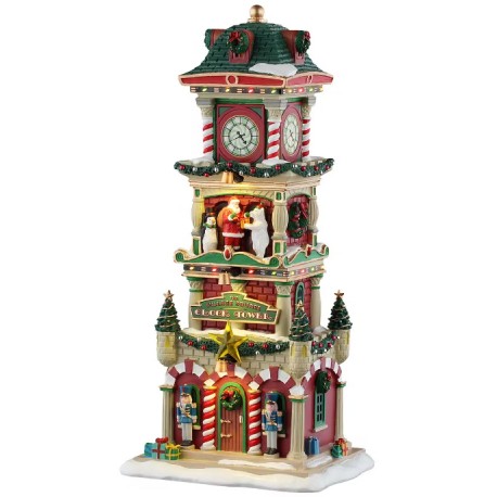 Tour de Noël lumineuse avec horloge LEMAX