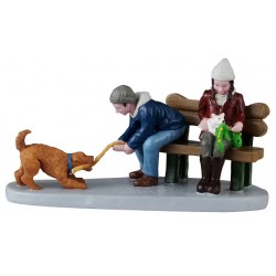 Couple jouant avec ses chiens LEMAX