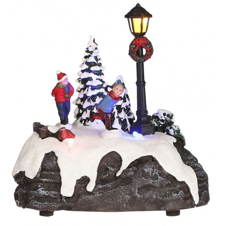 Scène enneigée lumineuse enfants LUVILLE