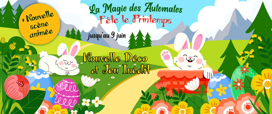 theme printemps magie des automates lans en vercors lapin oeuf fleur